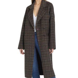 AVEC LES FILLES Plaid Double Face Wool Coat Small